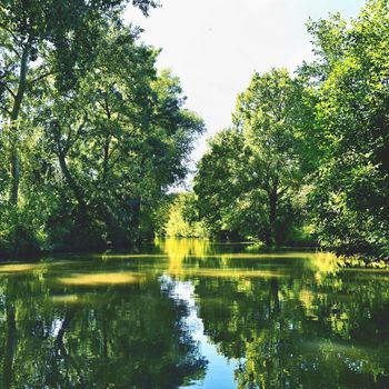 Beautiful summer landscape with river.Bata canal. Beautiful scenery in the Czech Republic.