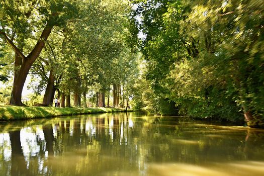 Beautiful summer landscape with river.Bata canal. Beautiful scenery in the Czech Republic.