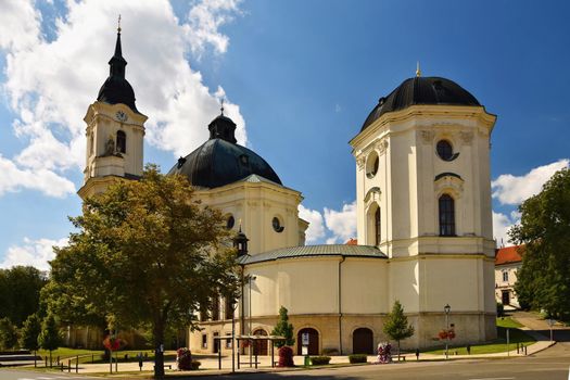 Church - monastery. Krtiny - Czech Republic. Virgin Mary - Baroque monument.