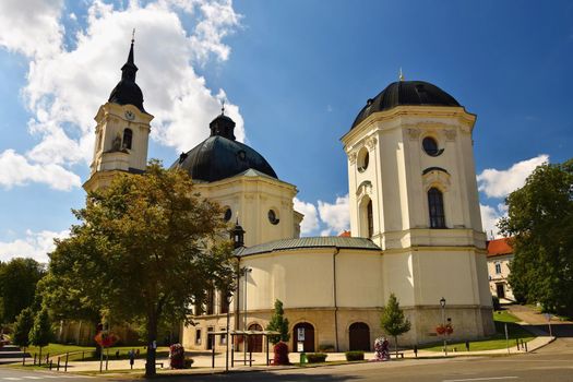 Church - monastery. Krtiny - Czech Republic. Virgin Mary - Baroque monument.