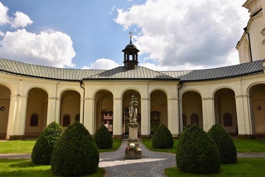 Church - monastery. Krtiny - Czech Republic. Virgin Mary - Baroque monument.