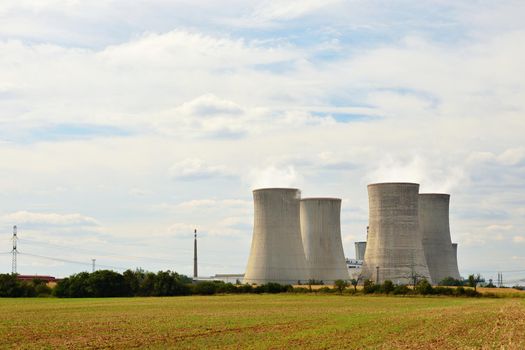 Landscape with nuclear power. Dukovany Czech Republic - Europe. Natural ecological background.