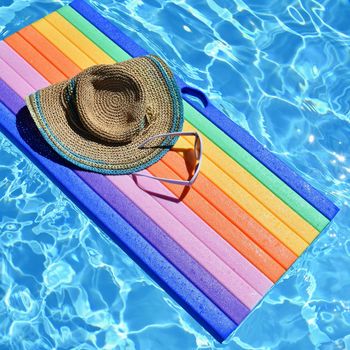 Pool with clean water. Summer background for traveling.