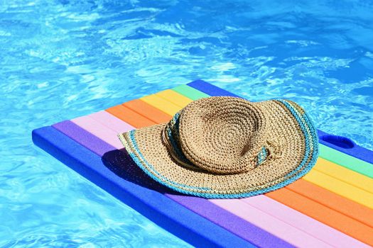 Pool with clean water. Summer background for traveling.