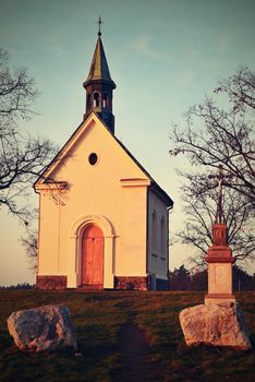 Beautiful little chapel. The Chapel of Mary Help of Christians. Central Europe - Czech Republic. South-Moravian region. The city of Brno.