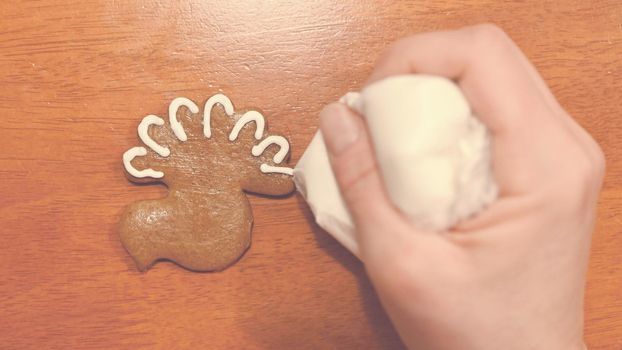 Christmas homemade gingerbread cookies. Festive concept with baking on Christmas time.