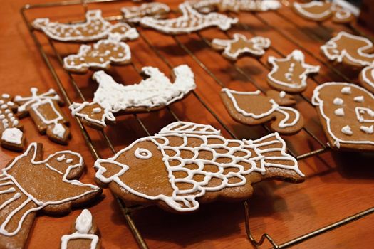 Christmas homemade gingerbread cookies. Festive concept with baking on Christmas time.