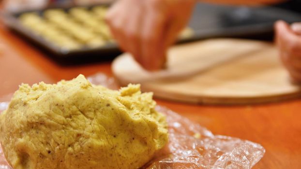 Baking home made Christmas cookies. Classical Czech tradition. Concept for the winter season, food and Christmas holidays.