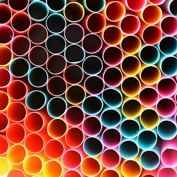 Straws. Macro abstract image with beautiful multi-colored background.