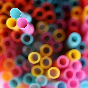 Straws. Macro abstract image with beautiful multi-colored background.