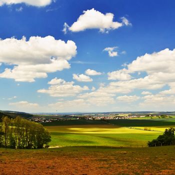 Beautiful landscape. Natural scenery with sky and clouds. Czech Republic.