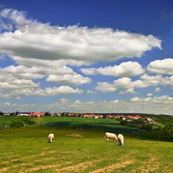 Beautiful landscape. Natural scenery with sky and clouds. Czech Republic.