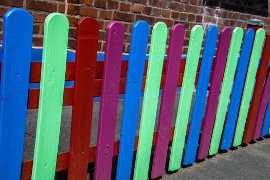 colorful picket fence in the garden