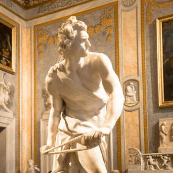 ROME, ITALY - AUGUST 24, 2018: Gian Lorenzo Bernini masterpiece, David, dated 1624