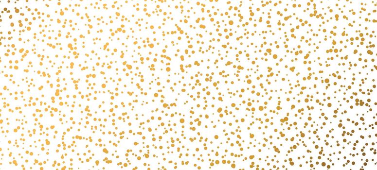 Abstract fashion polka dots background. White dotted pattern with golden gradient circles. Template design for invitation, poster, card, flyer, banner, textile, fabric.