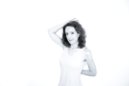 Portrait of woman with happy and positive expression. Copy space.