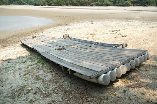Drought lake and land in Guantian, Tainan, Taiwan named The Lake of Dreams Water shortage concept.