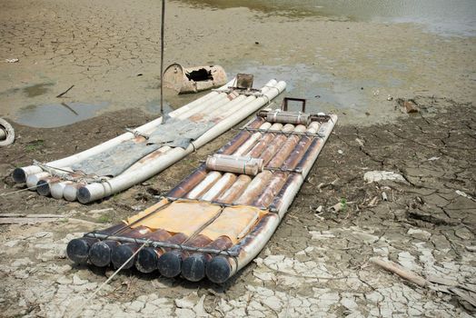 Drought lake and land in Guantian, Tainan, Taiwan named The Lake of Dreams Water shortage concept.