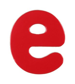 A lower case e magnetic letter on white with clipping path
