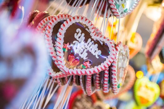 Ginger bread heart with “Ich liebe dich” lettering