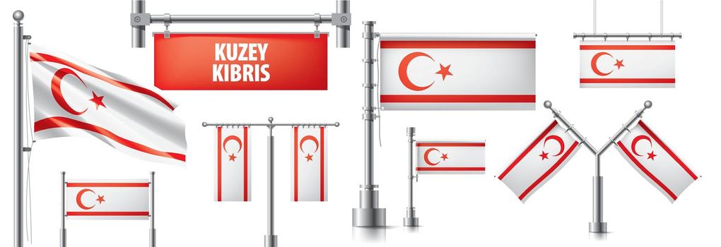 Vector set of the national flag of Northern Cyprus in various creative designs.