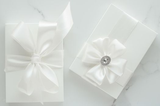 Romantic celebration, lifestyle and holiday present concept - Luxury wedding gifts on marble