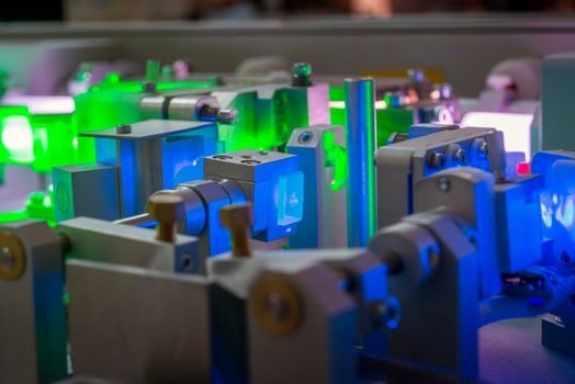 complicated ultraviolet laser system in operation with  focus on crystal