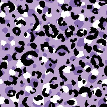 Abstract modern leopard seamless pattern. Animals trendy background. Violet and black decorative vector stock illustration for print, card, postcard, fabric, textile. Modern ornament of stylized skin.