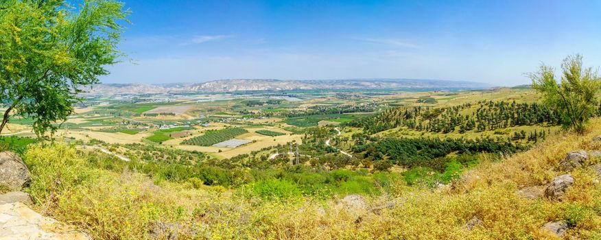 Panoramic view of the landscape of the Lower Jordan River valley. Northern Israel