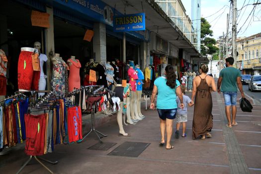 salvador, bahia, brazil - december 16, 2020: view of street shops in Baixa dos Sapateiros in downtown Salvador.

