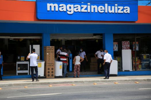 salvador, bahia, brazil - february 17, 2021: facade of a Magazine Luiza store in the Calcada neighborhood in the city of Salvador.