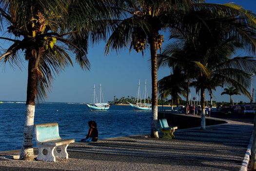 porto seguro, bahia, brazil - june 9, 2007: view of the quayside region at Passarela do Alcool in the city of Porto Seguro.
