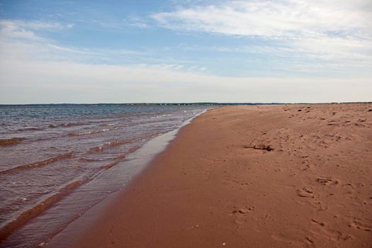 A typical east coast beach in Prince Edward Island on a summer day 