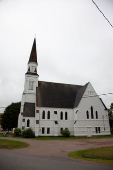 August 18, 2019 - Great Village, Nova Scotia - one of Canada's oldest historic places, the St James United Church is an antique shop in the summer months