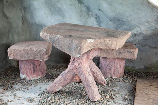 Small stone kitchen set in the style of the prehistoric times in a stone house  in Canada