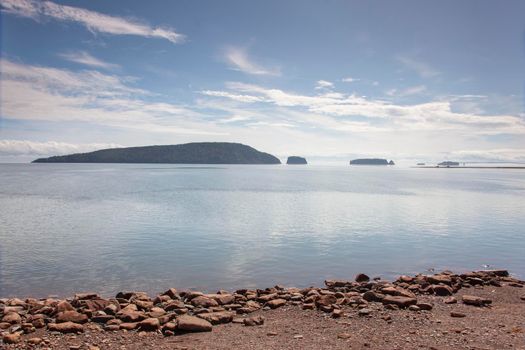  Beautiful summer day view of the beach and atlantic ocean at Five Islands in Nova Scotia 