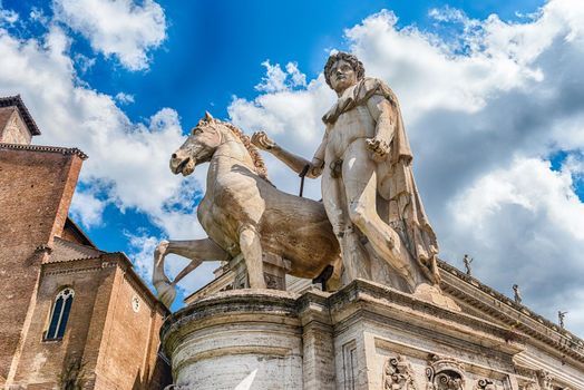 Equestrian statue of Castor on Capitol in Rome, Italy