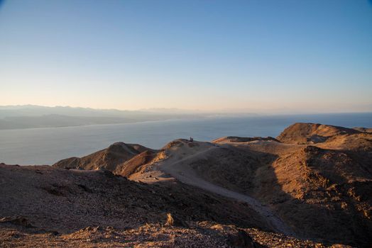 Mountains in the desert against the backdrop of the Red Sea. Shlomo mountain, Eilat Israel, Mars like Landscape. High quality photo