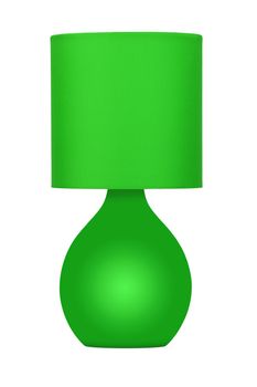 Green table lamp on a white background