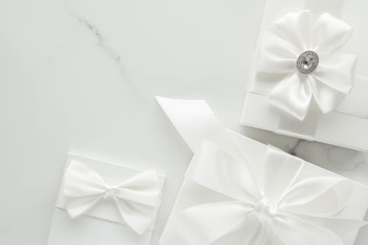 Romantic celebration, lifestyle and holiday present concept - Luxury wedding gifts on marble