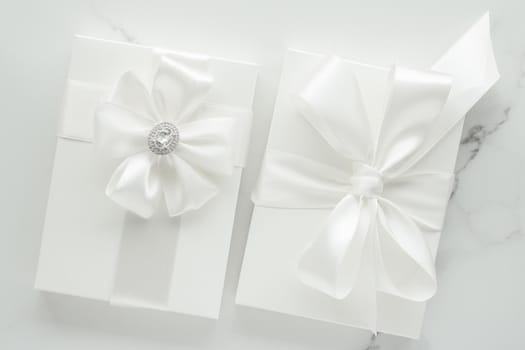 Romantic celebration, lifestyle and holiday present concept - Luxury wedding gifts on marble