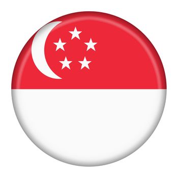 A Singapore flag button 3d illustration with clipping path
