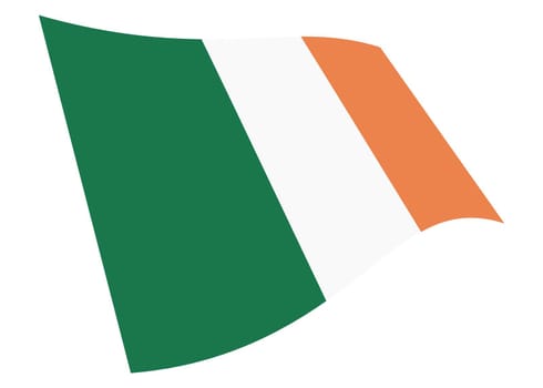 An Ireland waving flag 3d illustration isolated on white with clipping path