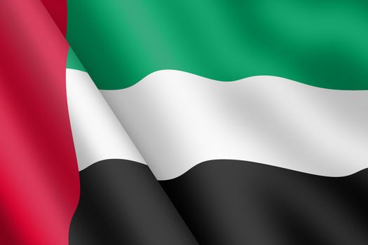 A United Arab Emirates waving flag 3d illustration wind ripple