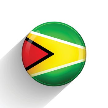 Glass light ball with flag of Guyana. Round sphere, template icon. National symbol. Glossy realistic ball, 3D abstract vector illustration highlighted on a white background. Big bubble.