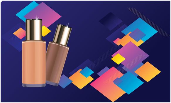 mockup illustration of cosmetic products on cubic background