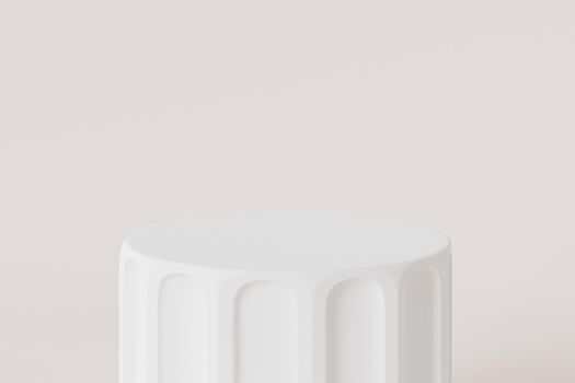 White pillar podium or pedestal for products or advertising, minimal 3d illustration render