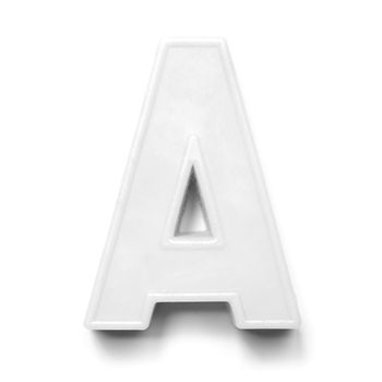 Magnetic uppercase letter A of the British alphabet in black and white