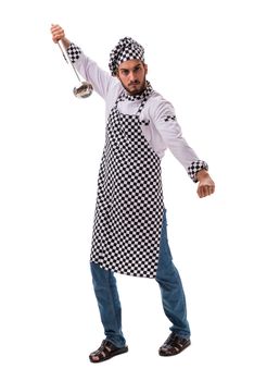 Male cook isolated on the white background
