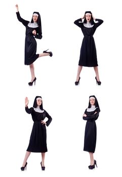 Nun isolated on the white background